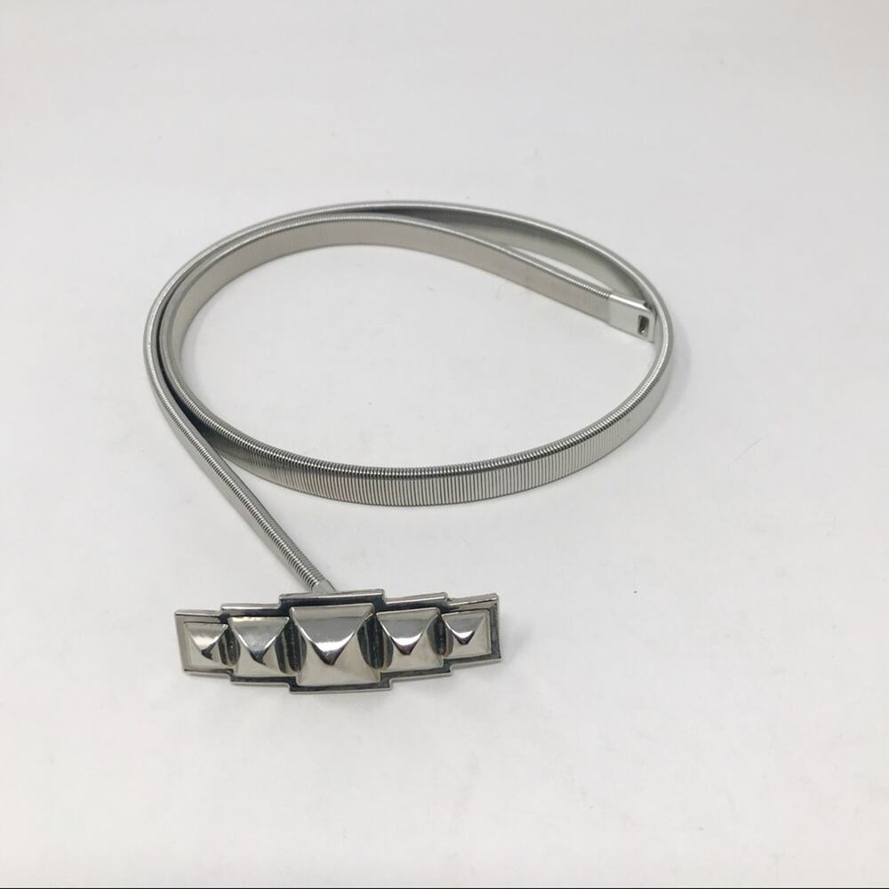 Silver Stretchy Serpentine Stretch Skinny Cinch Disco southwestern Art Deco Belt